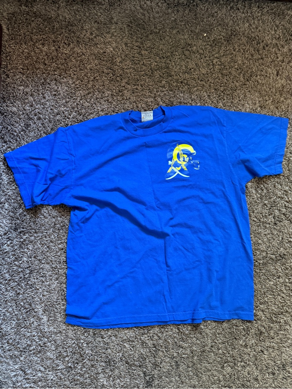 Blue Graphic Tee with Yellow Accent/F017